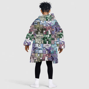 African American Kid Wearable Blanket Hoodie The Civil Rights Journey in Puzzle