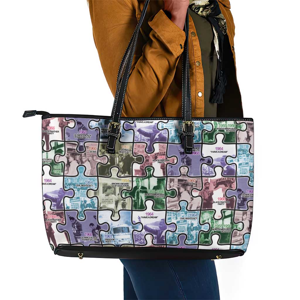 African American Leather Tote Bag The Civil Rights Journey in Puzzle