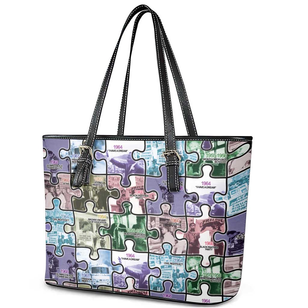 African American Leather Tote Bag The Civil Rights Journey in Puzzle
