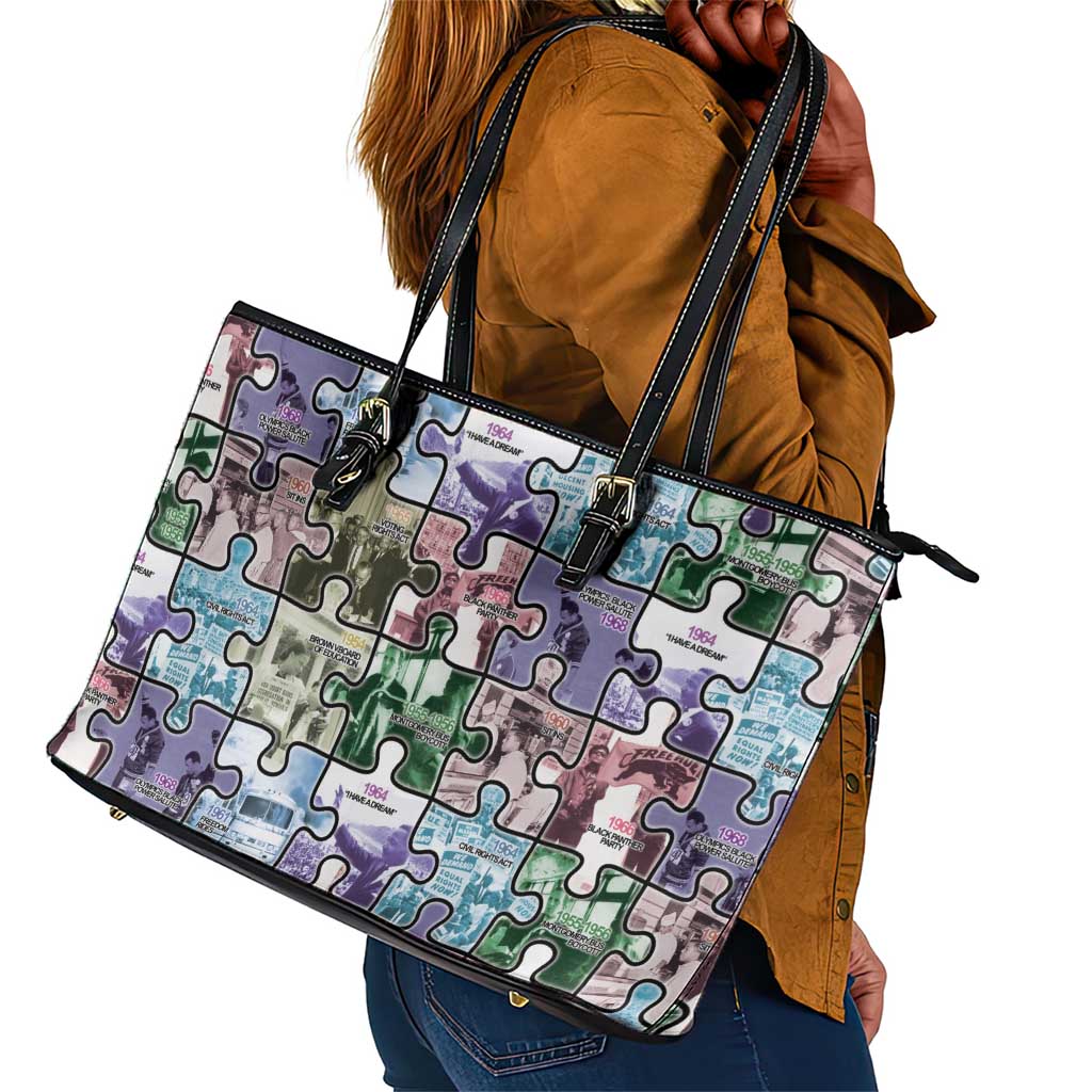 African American Leather Tote Bag The Civil Rights Journey in Puzzle