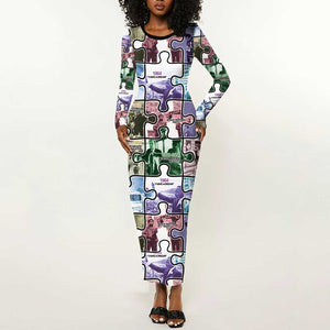African American Long Sleeve Bodycon Dress The Civil Rights Journey in Puzzle DT03