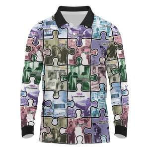 African American Long Sleeve Polo Shirt The Civil Rights Journey in Puzzle