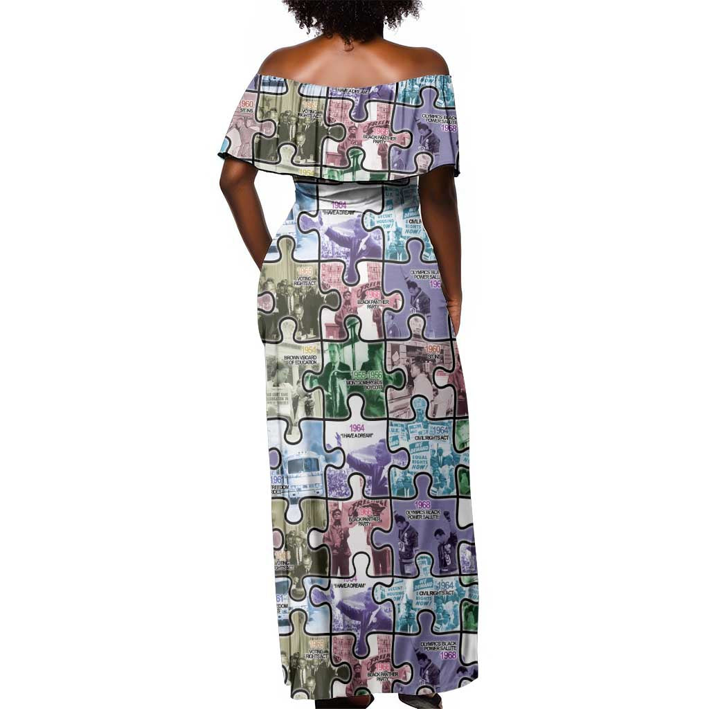 African American Off Shoulder Maxi Dress The Civil Rights Journey in Puzzle