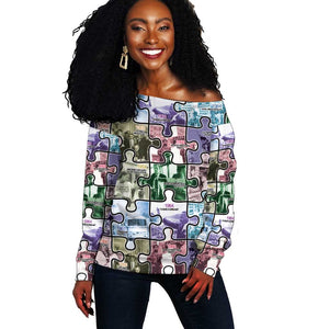 African American Off Shoulder Sweater The Civil Rights Journey in Puzzle