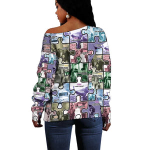 African American Off Shoulder Sweater The Civil Rights Journey in Puzzle