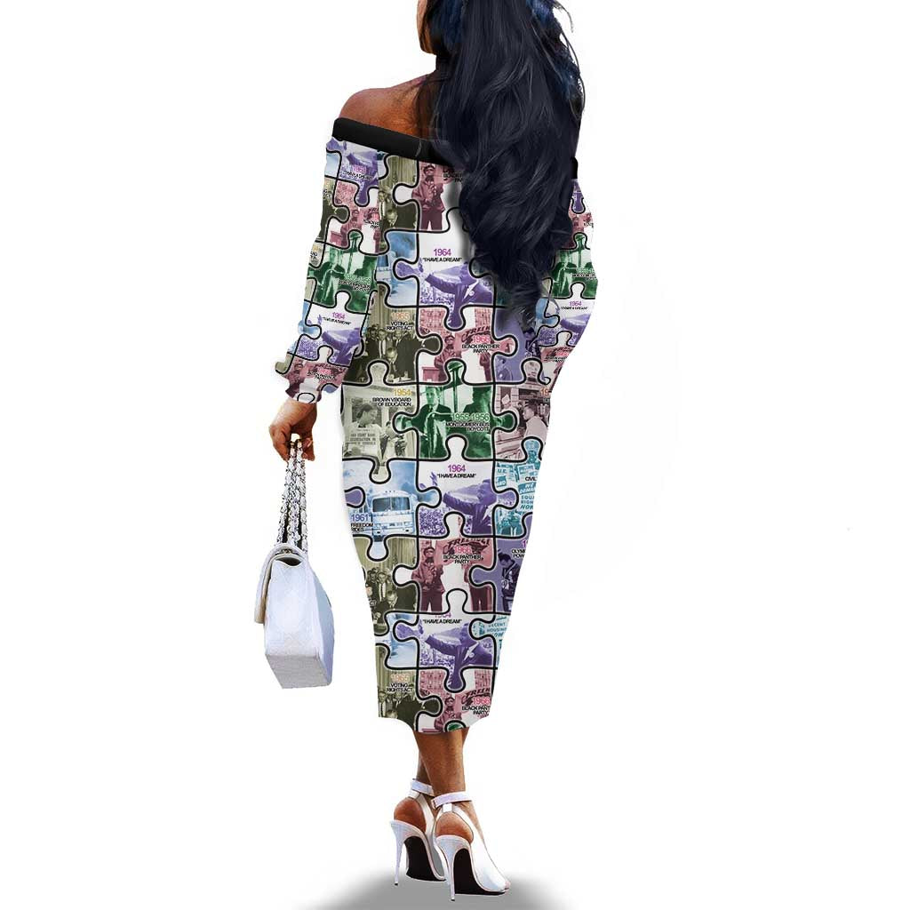 African American Off The Shoulder Long Sleeve Dress The Civil Rights Journey in Puzzle