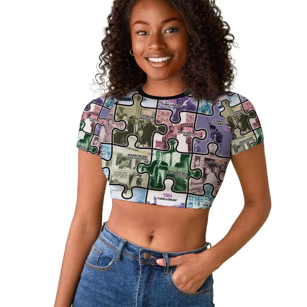 African American Raglan Cropped T shirt The Civil Rights Journey in Puzzle