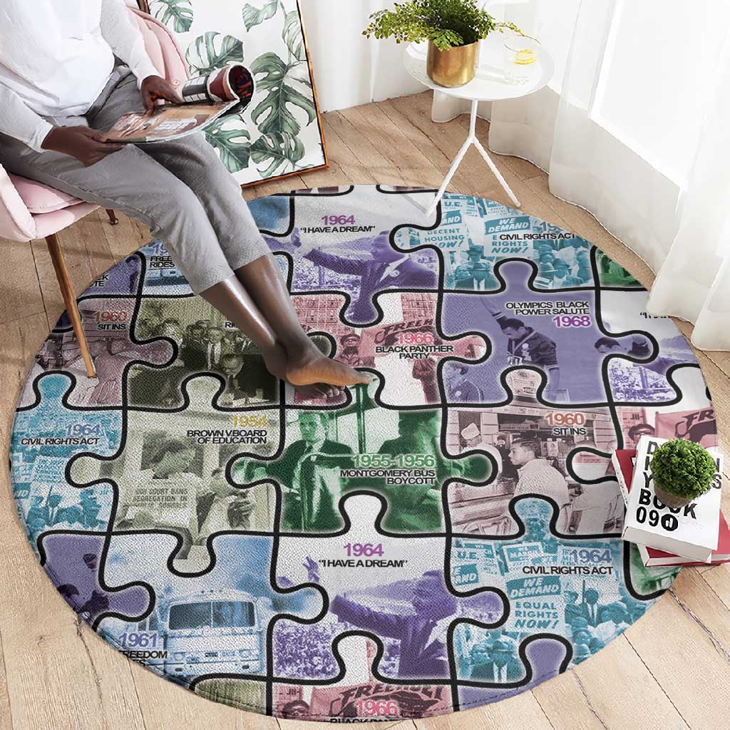 African American Round Carpet The Civil Rights Journey in Puzzle
