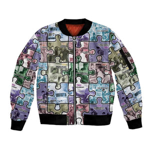 African American Sleeve Zip Bomber Jacket The Civil Rights Journey in Puzzle