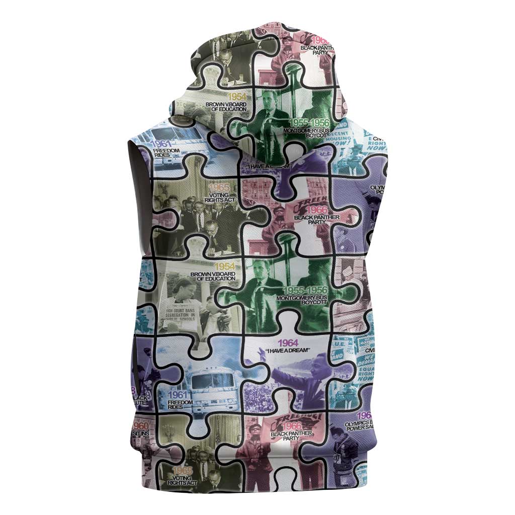 African American Sleeveless Hoodie The Civil Rights Journey in Puzzle - African Pride