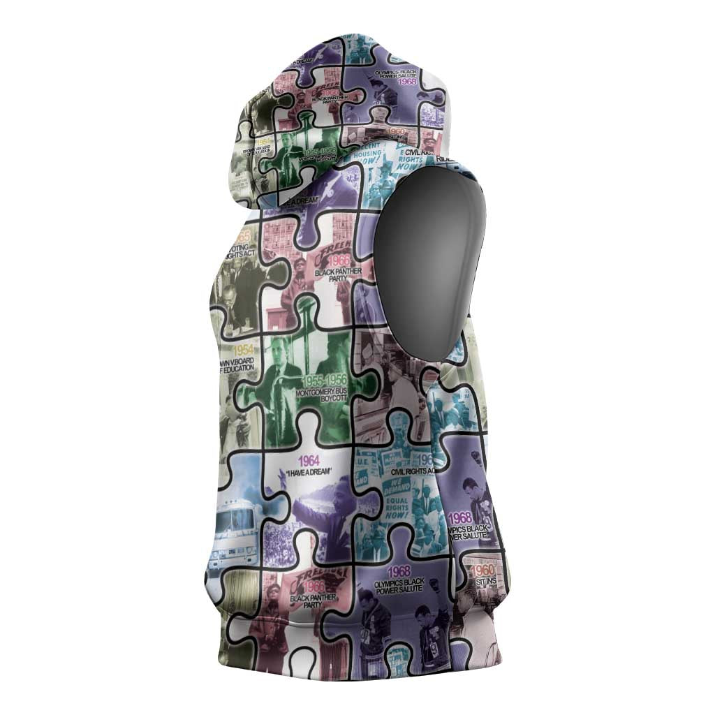 African American Sleeveless Hoodie The Civil Rights Journey in Puzzle - African Pride