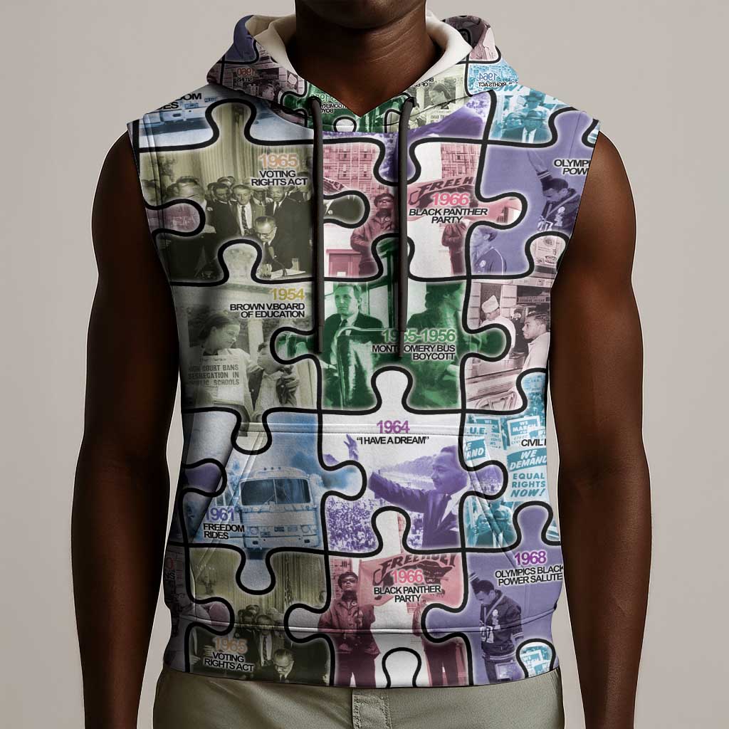 African American Sleeveless Hoodie The Civil Rights Journey in Puzzle - African Pride