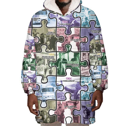 African American Wearable Blanket Hoodie The Civil Rights Journey in Puzzle