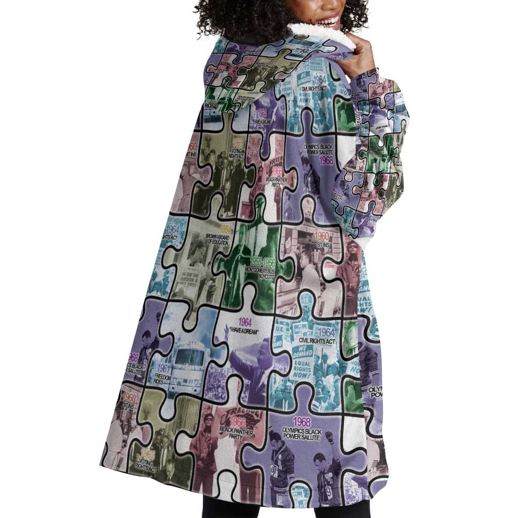 African American Wearable Blanket Hoodie The Civil Rights Journey in Puzzle