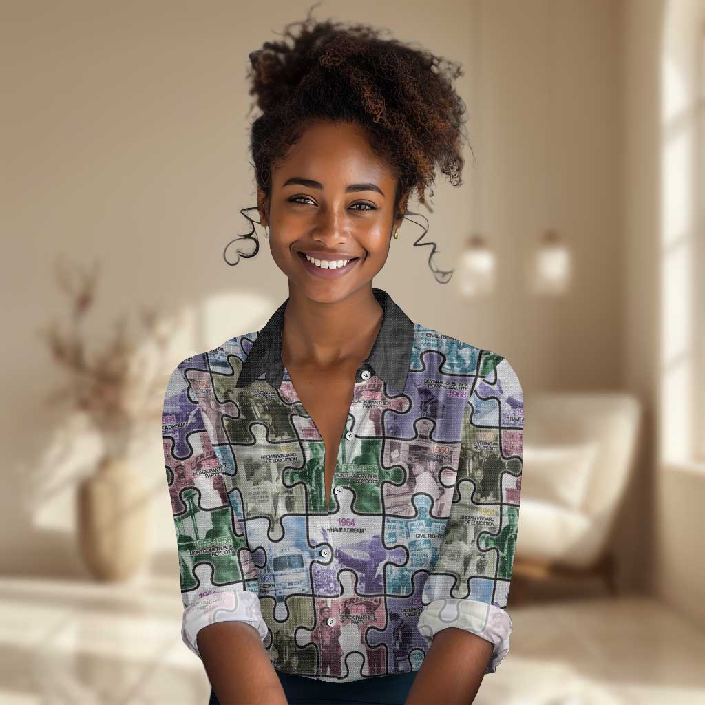African American Women Casual Shirt The Civil Rights Journey in Puzzle