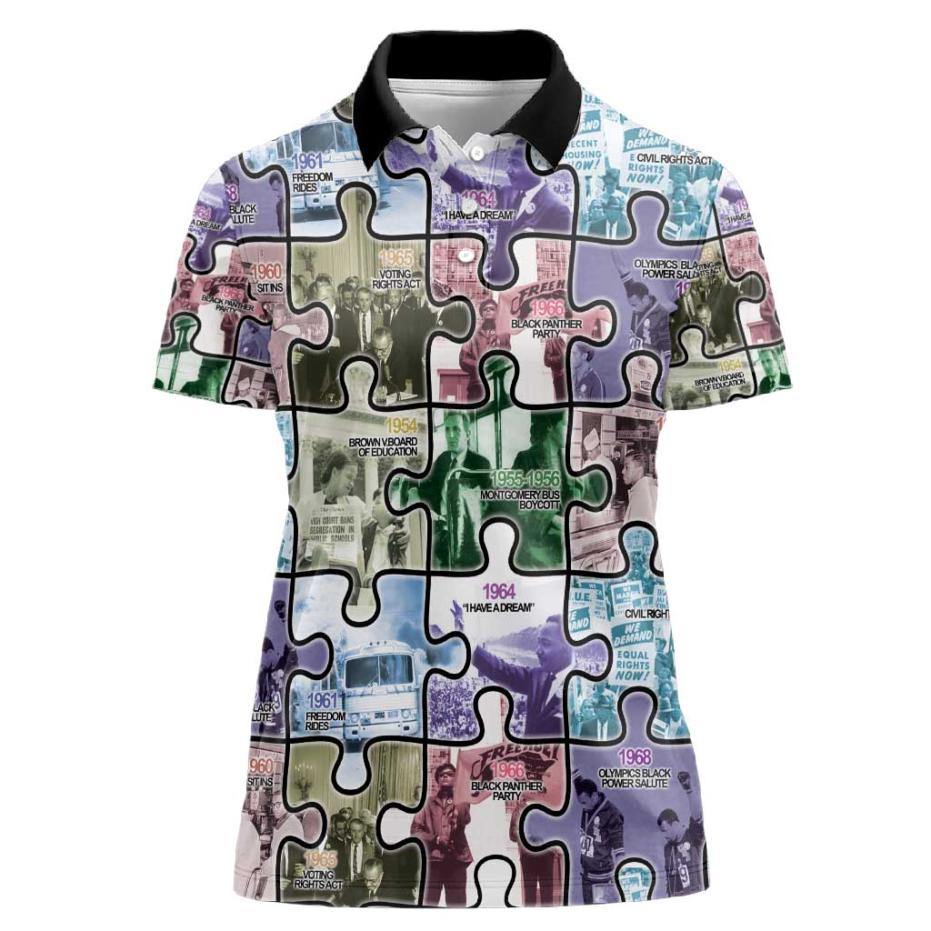 African American Women Polo Shirt The Civil Rights Journey in Puzzle