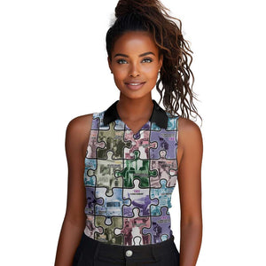 African American Women Sleeveless Polo Shirt The Civil Rights Journey in Puzzle