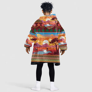African Christmas Kid Wearable Blanket Hoodie Afro Heritage and Celebrated