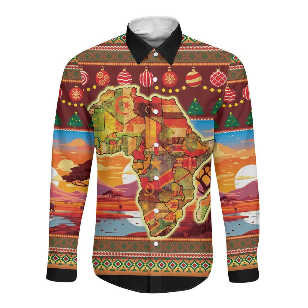 African Christmas Long Sleeve Button Shirt Afro Heritage and Celebrated