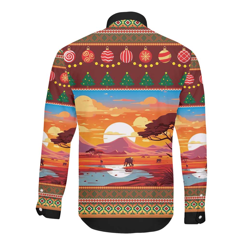 African Christmas Long Sleeve Button Shirt Afro Heritage and Celebrated