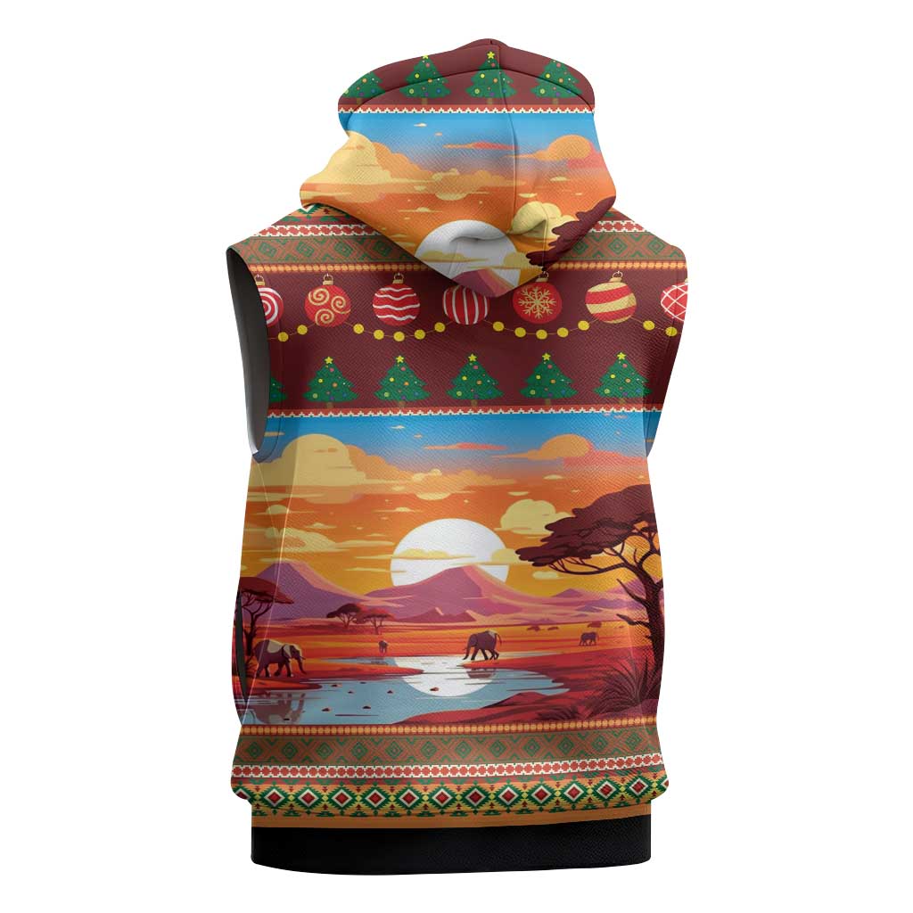 African Christmas Sleeveless Zip Hoodie Afro Heritage and Celebrated - African Pride