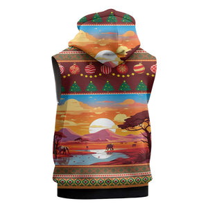 African Christmas Sleeveless Zip Hoodie Afro Heritage and Celebrated - African Pride