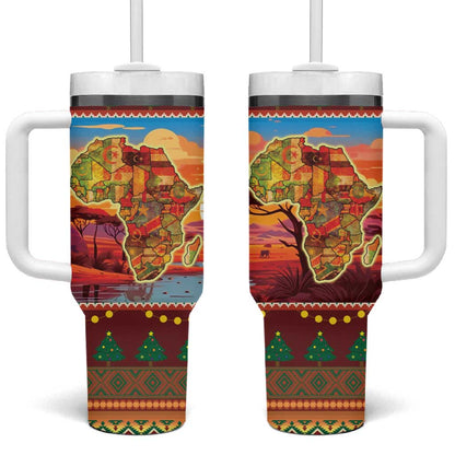 African Christmas Tumbler With Handle Afro Heritage and Celebrated