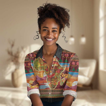 African Christmas Women Casual Shirt Afro Heritage and Celebrated DT03