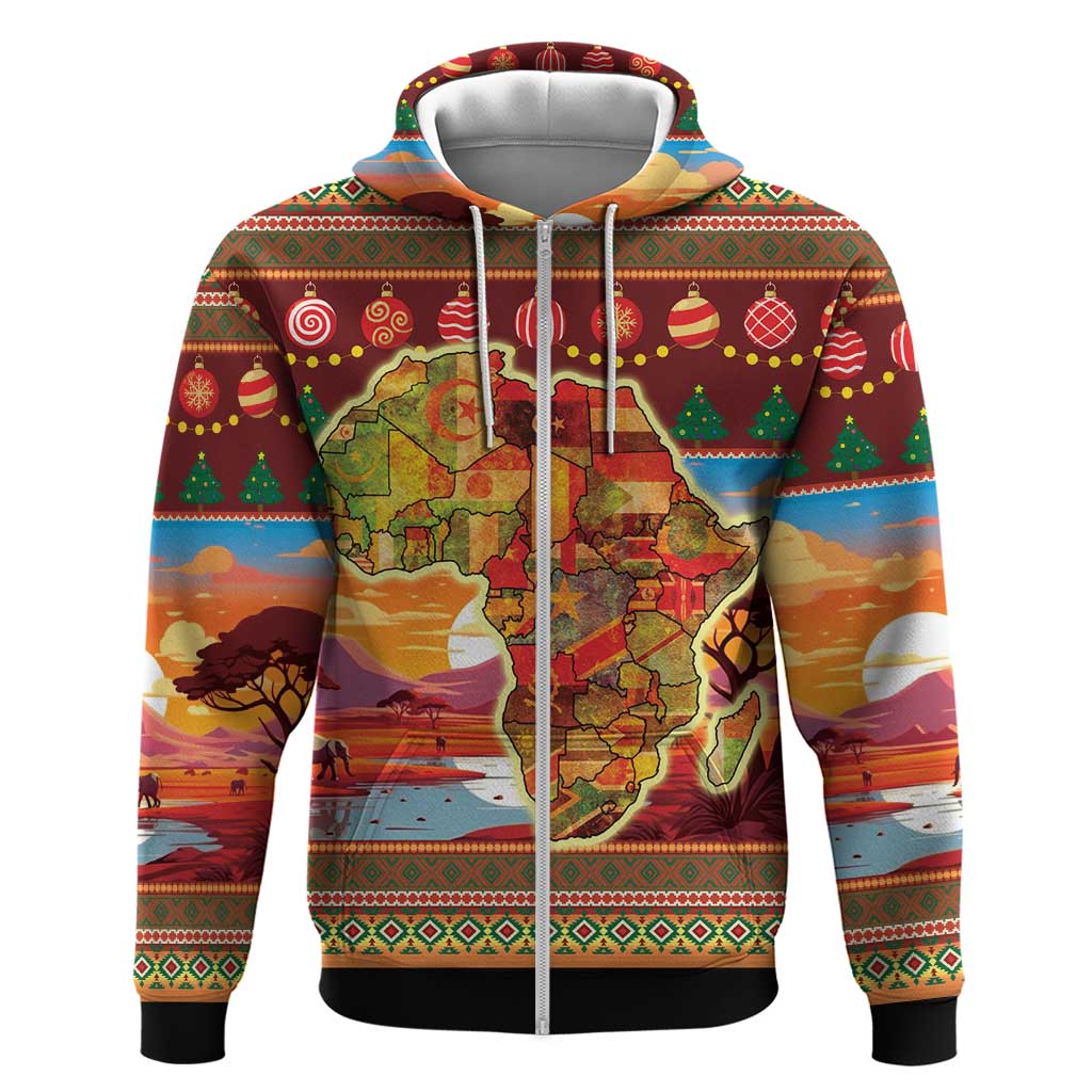 African Christmas Zip Hoodie Afro Heritage and Celebrated