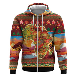 African Christmas Zip Hoodie Afro Heritage and Celebrated