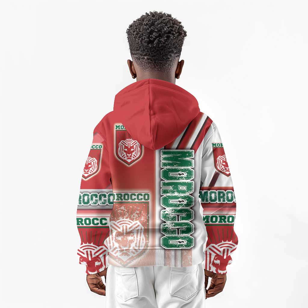 Morocco Soccer Kid Hoodie Atlas Lions Football - Road To Champion