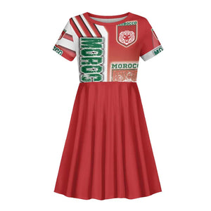 Morocco Soccer Kid Short Sleeve Dress Atlas Lions Football - Road To Champion