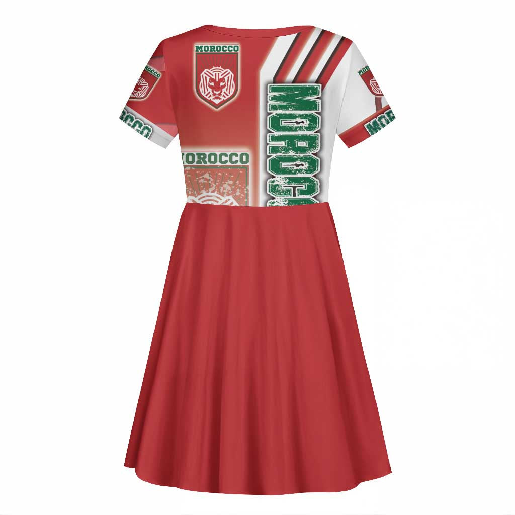 Morocco Soccer Kid Short Sleeve Dress Atlas Lions Football - Road To Champion