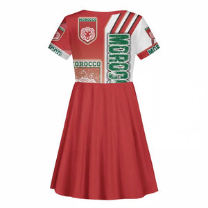 Morocco Soccer Kid Short Sleeve Dress Atlas Lions Football - Road To Champion