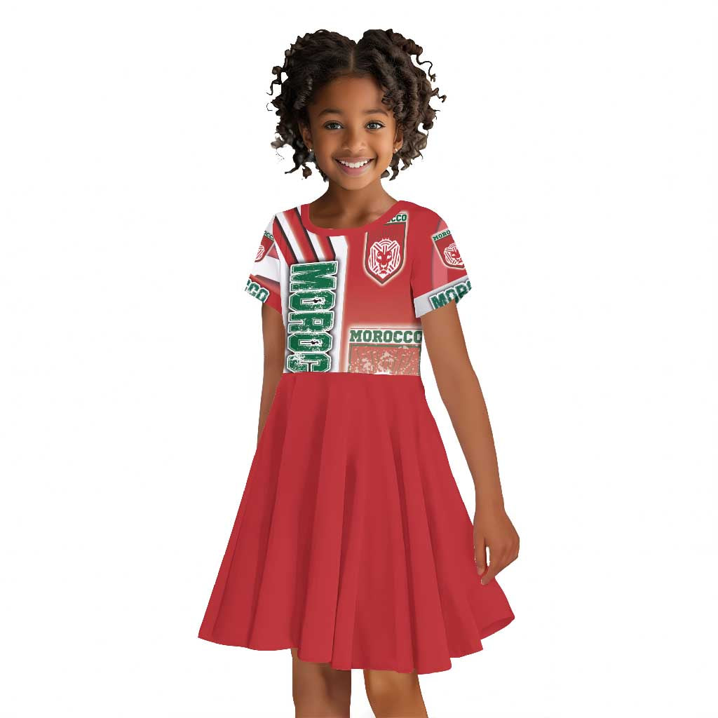 Morocco Soccer Kid Short Sleeve Dress Atlas Lions Football - Road To Champion