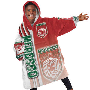 Morocco Soccer Kid Wearable Blanket Hoodie Atlas Lions Football - Road To Champion