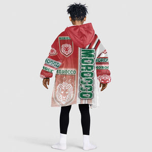 Morocco Soccer Kid Wearable Blanket Hoodie Atlas Lions Football - Road To Champion