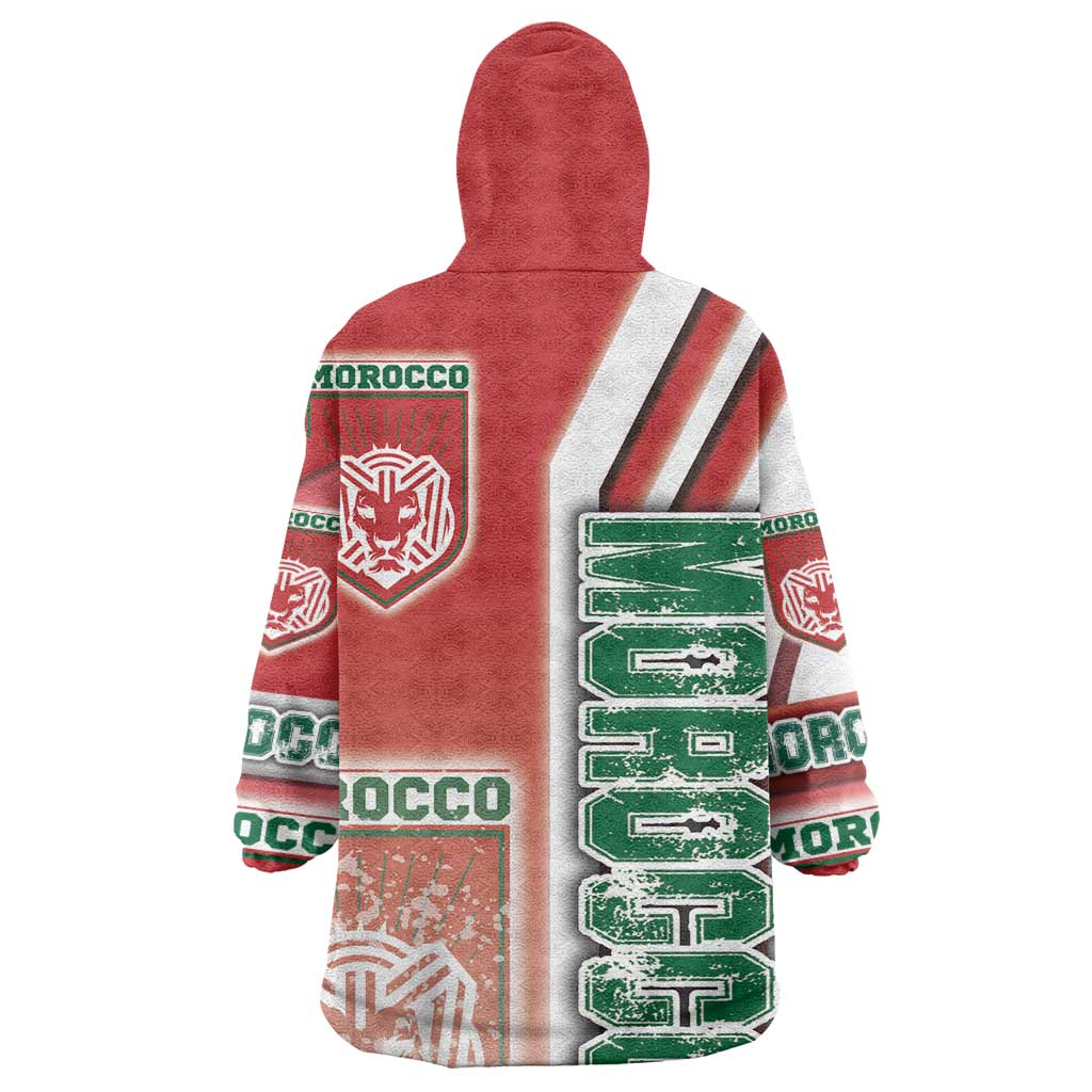 Morocco Soccer Kid Wearable Blanket Hoodie Atlas Lions Football - Road To Champion