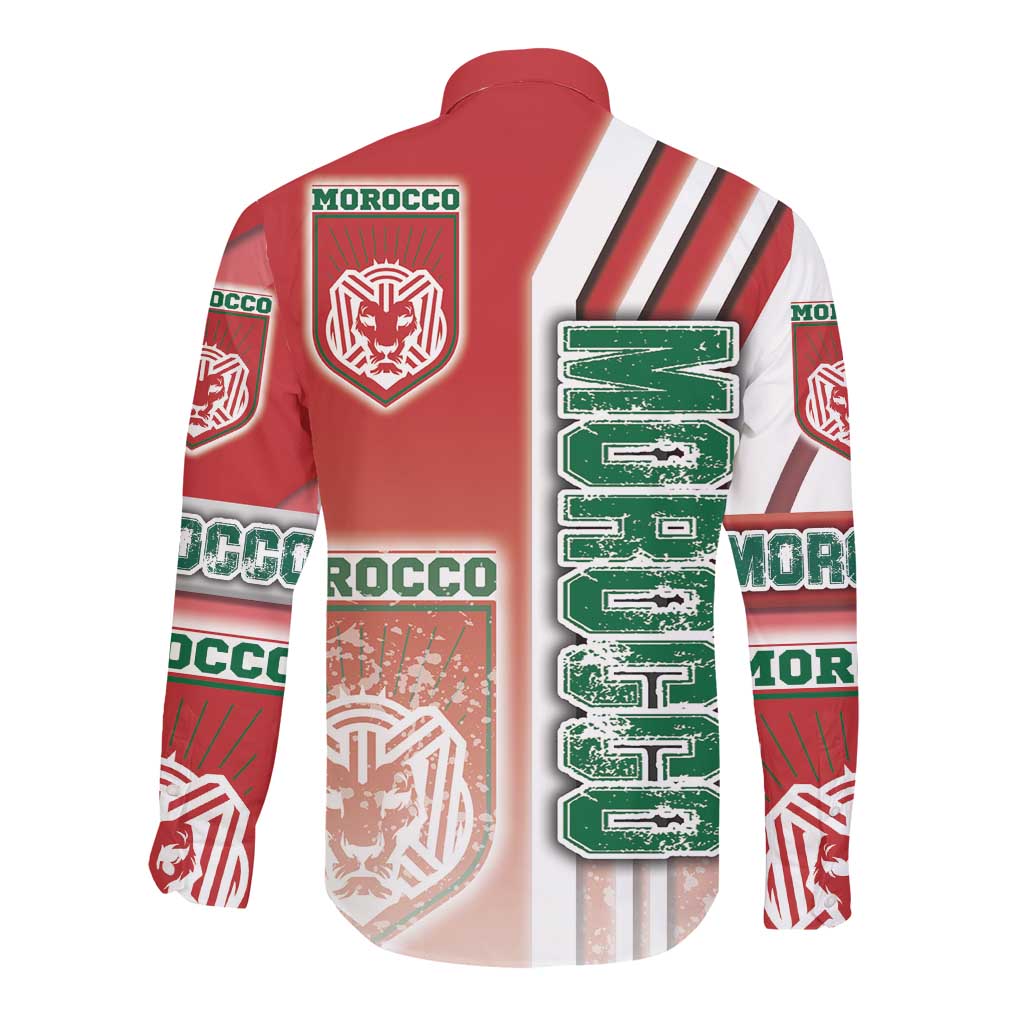 Morocco Soccer Long Sleeve Button Shirt Atlas Lions Football - Road To Champion