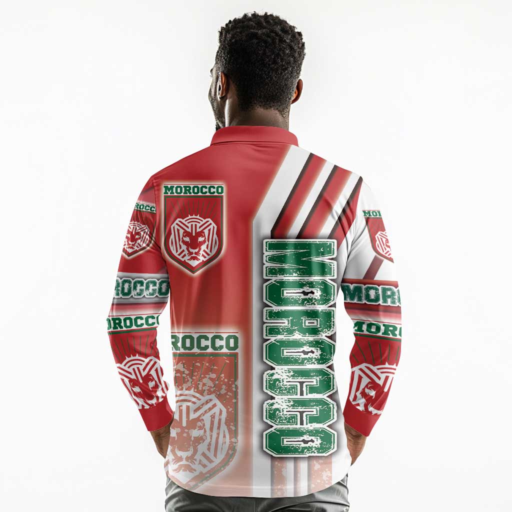 Morocco Soccer Long Sleeve Polo Shirt Atlas Lions Football - Road To Champion