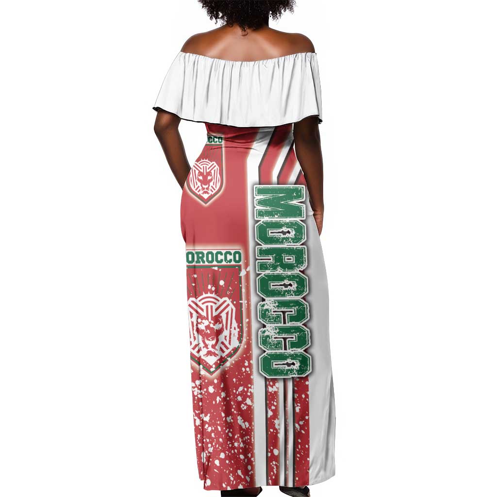 Morocco Soccer Off Shoulder Maxi Dress Atlas Lions Football - Road To Champion