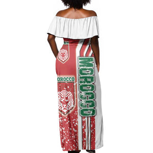 Morocco Soccer Off Shoulder Maxi Dress Atlas Lions Football - Road To Champion