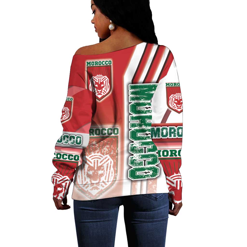 Morocco Soccer Off Shoulder Sweater Atlas Lions Football - Road To Champion