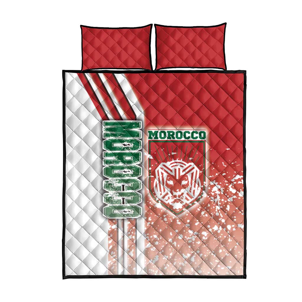 Morocco Soccer Quilt Bed Set Atlas Lions Football - Road To Champion