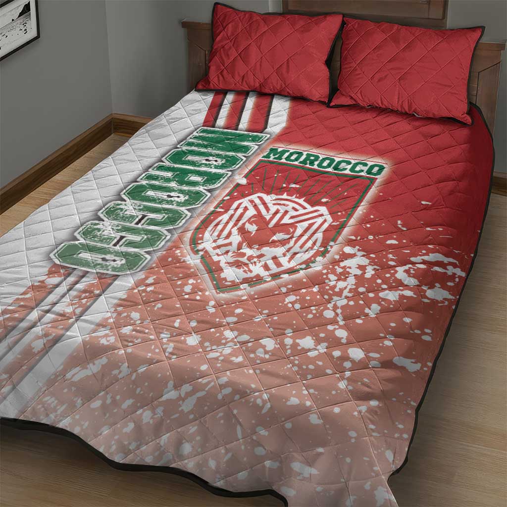 Morocco Soccer Quilt Bed Set Atlas Lions Football - Road To Champion