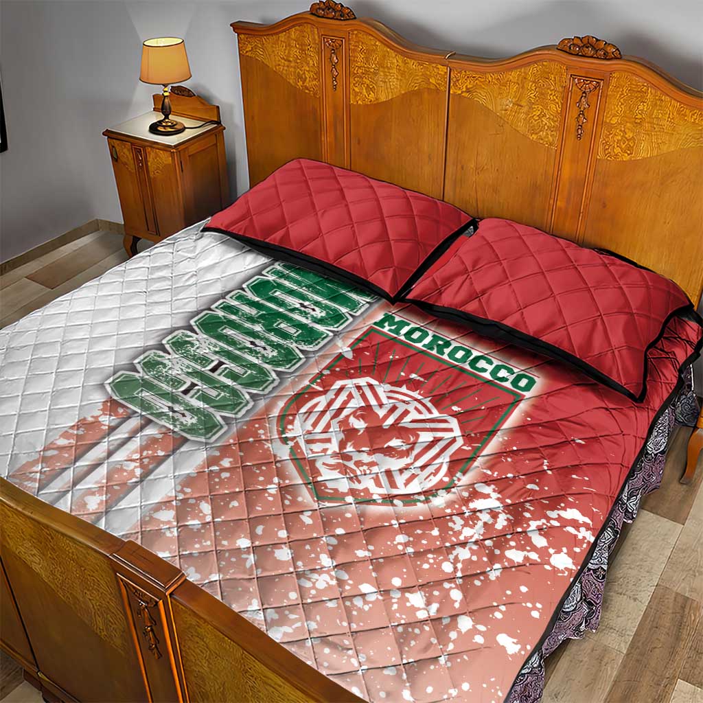 Morocco Soccer Quilt Bed Set Atlas Lions Football - Road To Champion