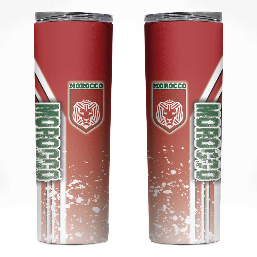 Morocco Soccer Skinny Tumbler Atlas Lions Football - Road To Champion