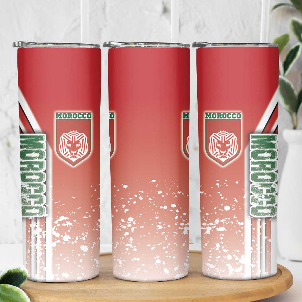 Morocco Soccer Skinny Tumbler Atlas Lions Football - Road To Champion