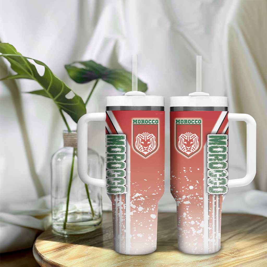 Morocco Soccer Tumbler With Handle Atlas Lions Football - Road To Champion