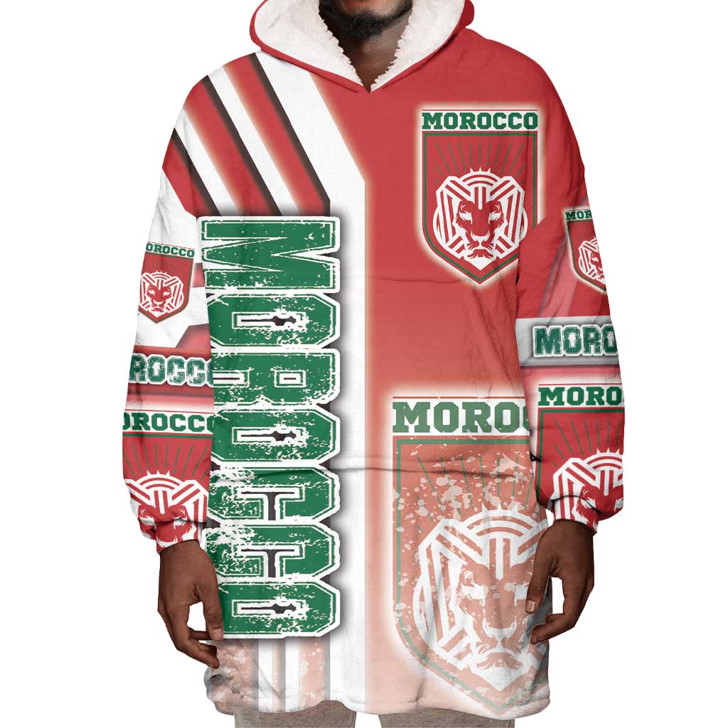 Morocco Soccer Wearable Blanket Hoodie Atlas Lions Football - Road To Champion